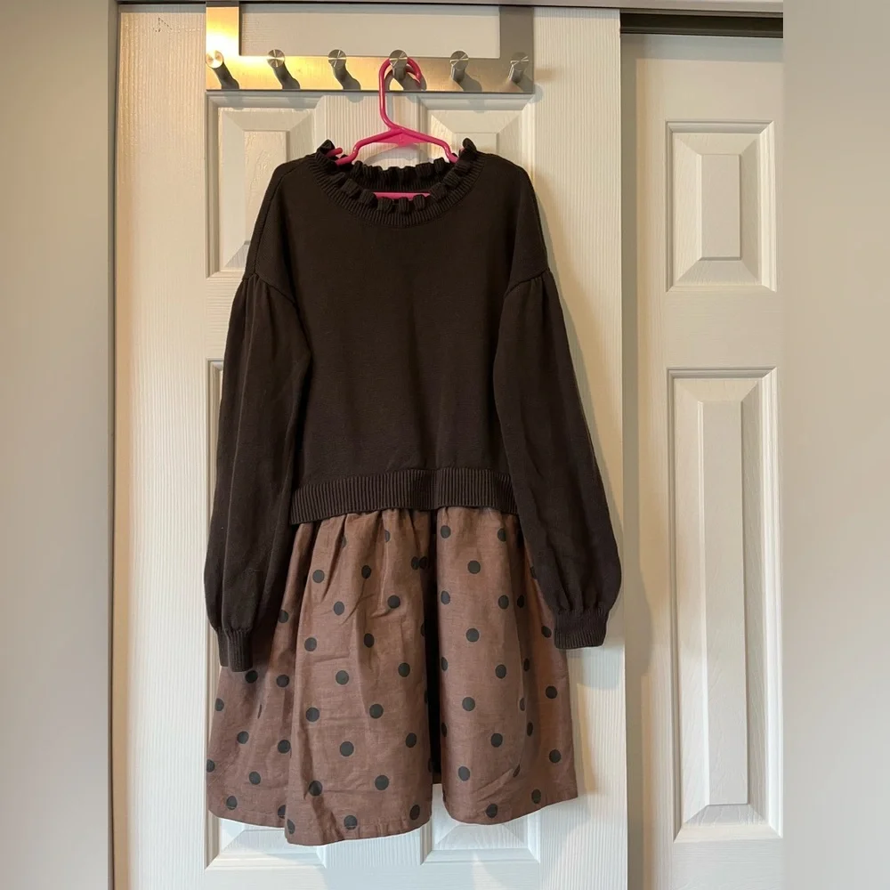 Gap size M (8/9) mixed media sweater dress in brown